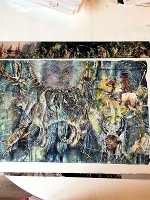 16  x 24  Native American dream catcher print,  image includes deer, eagle, 