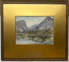 Antique 1912 FREDERICK YATES 'Mirror Lake YOSEMITE Valley' CALIFORNIA Painting