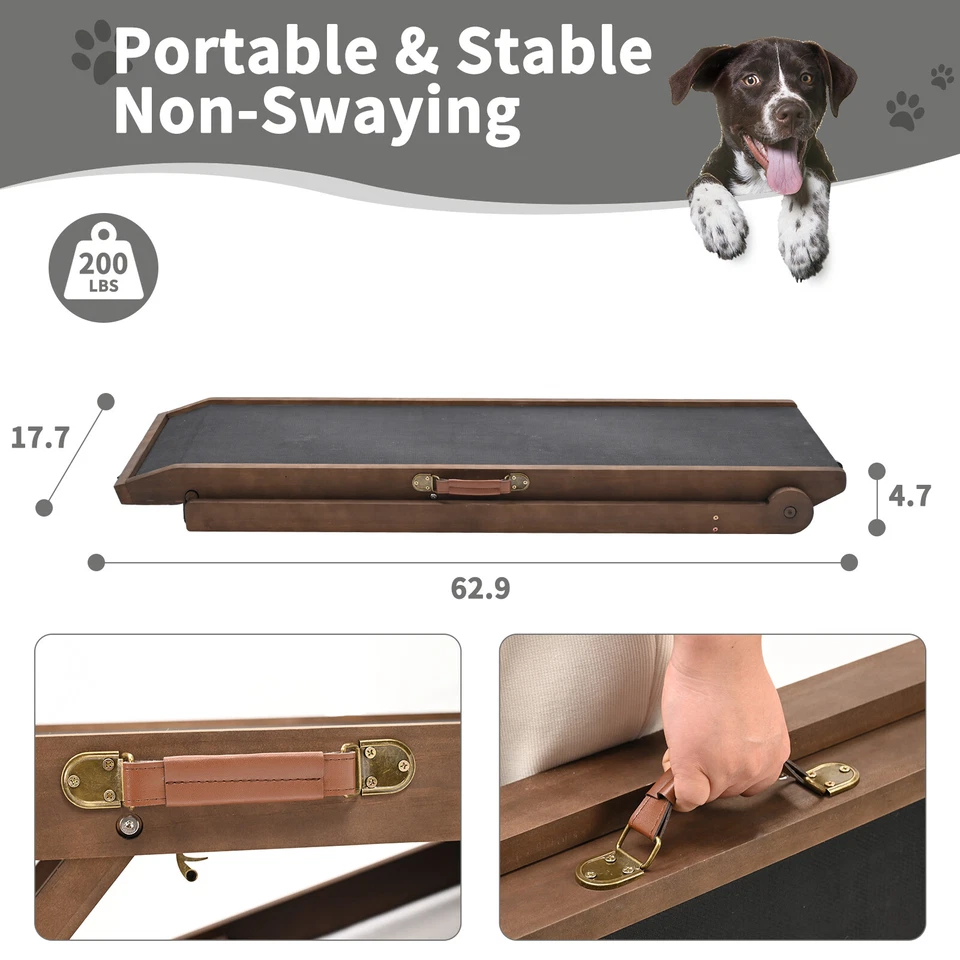 Dog Ramp Rubber Mat High Traction Ramp,5 Level Adjustable Folding Pet Ramp - Image 2 of 4