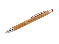 Touchpen Holz-Kugelschreiber Mit Gravur / Stylusfarbe: Rot
