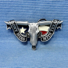Steer Skull  Flag Dont Mess With Texas Belt Buckle Large Vtg 90s GAP  .TYC264