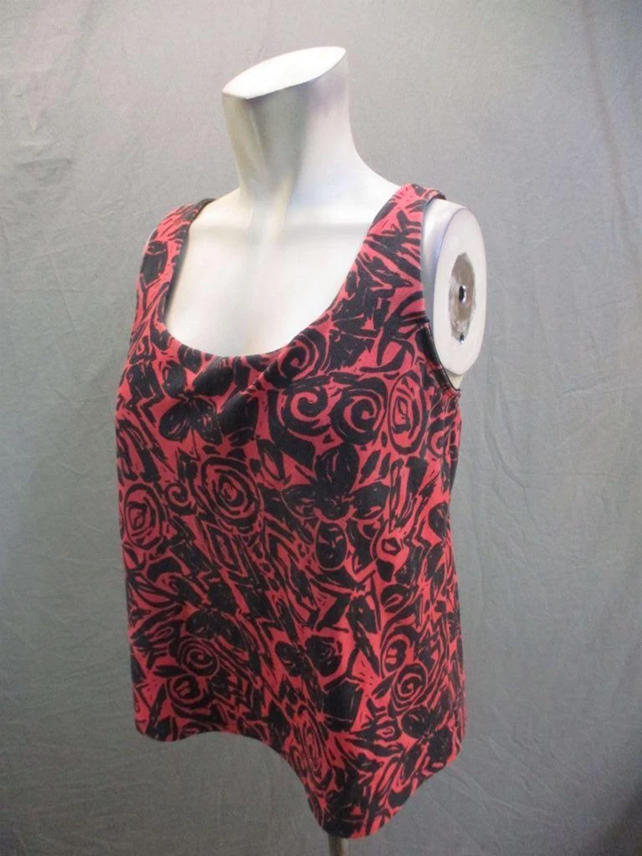 Top camisola 38C TravelSmith para mujer rojo/negro sin mangas de algodón Coolmax 7W188 Foto 3 de 4