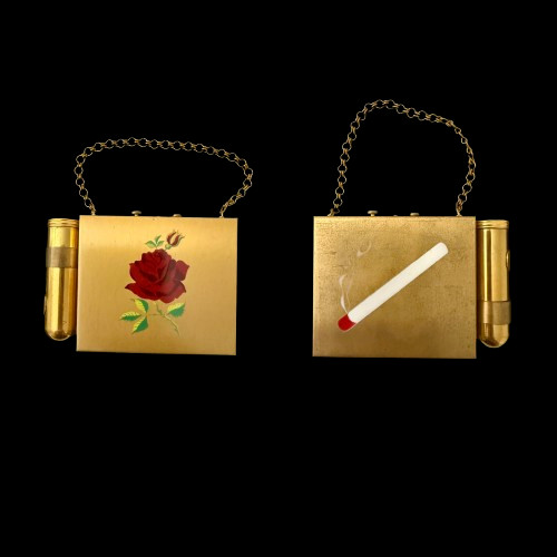 Vintage Double Sided CARRY ALL / MINAUDIERE - Cigarette Compact Mirror Case RARE