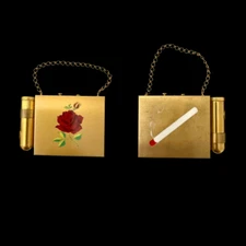 Vintage Double Sided CARRY ALL / MINAUDIERE - Cigarette Compact Mirror Case RARE