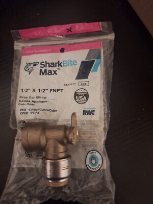 Shark Bite 1/2  x 1/2  Drop Ear Elbow 76A New