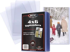 BCW 4X6 Post Card & Photo Top Loaders | Rigid PVC Sleeves | 25 Pack | Clear Plas