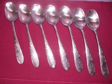 Set Of 7 Cambridge Stainless Butterfly & Scrolls Oval Place Soup Spoons 8 In GH3