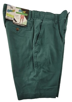 PLUGG CLOTHING Men's Shorts (SIZE 30) Flex Waist Flat Front HUNTER GREEN New
