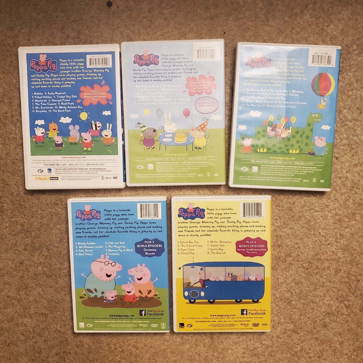Peppa Pig DVD Lot Of 5 Birthday Party, Balloon Ride, School