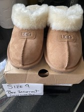 Women's Shoes UGG COQUETTE Size 9 Sheepskin Slide Slippers 5125 CHESTNUT