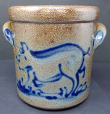 2012 Rowe Pottery Farm Collection 1 1/2 Pint Crock - Pig