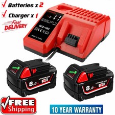 2PACK 8.0AH For Milwaukee M18 Battery High Capacity Lithium 48-11-1890  Charger