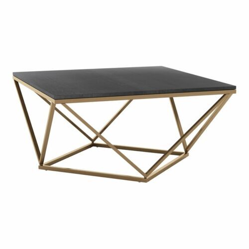 Giantex 2-Piece Trapezoid Nesting Coffee Table Set, Black & Brown With Metal Legs