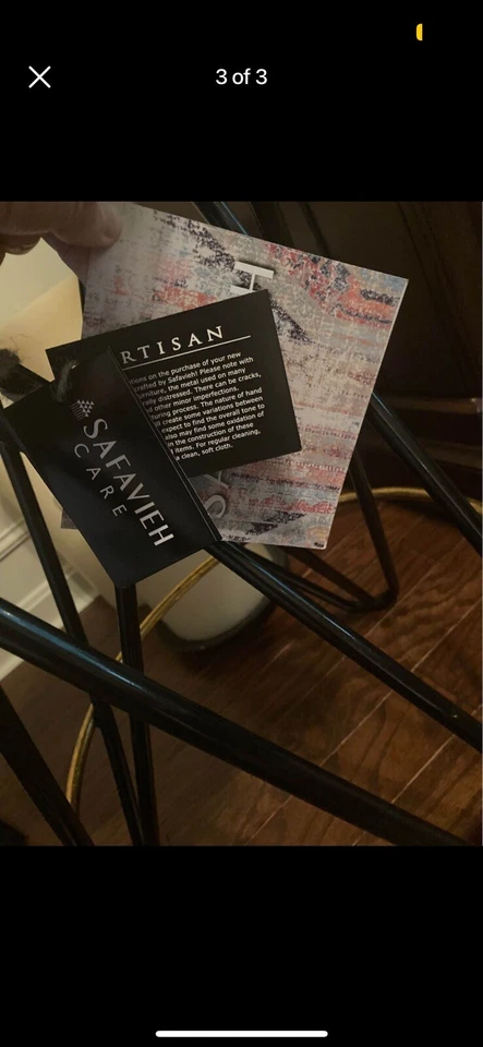 SAFAVIEH Lorna Gold Leaf Counter Stool | Black / Gold | - Image 3 of 3