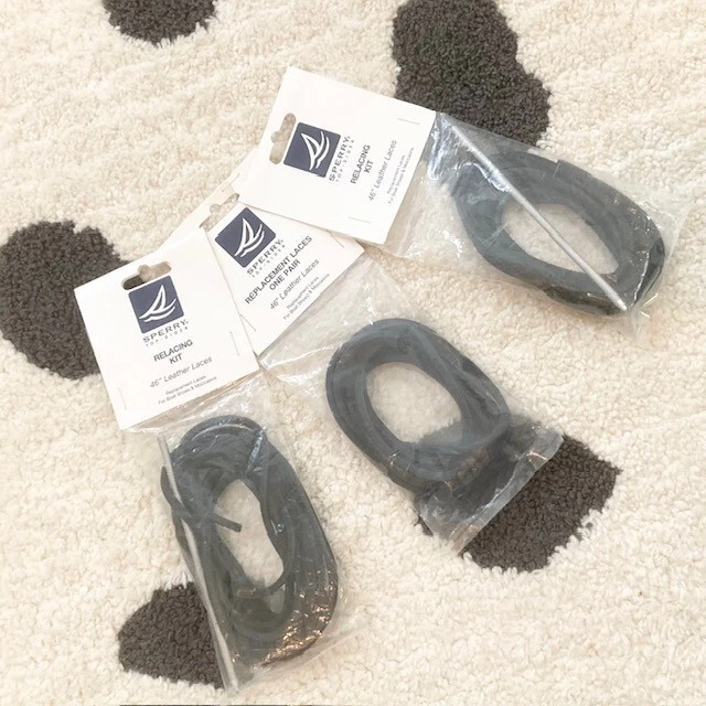 NWT Lot Sperry Black Navy Blue Leather Shoe Laces Replacement Kit Boat Shoes