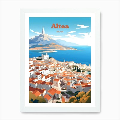 Altea Costa Blanca Spanien Reisekunst gerahmtes Wandbild Poster Leinwanddruck Bild