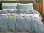 BEDSURE QUEEN SIZE COTTON DUVET COVER 2 PILLOWCASES DUVET COVER SET DUSTY BLUE