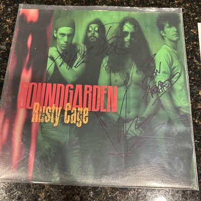 SOUNDGARDEN Promo 12  Single vinyl Rusty Cage SIGNED Cornell Hall Of Fam Beckett