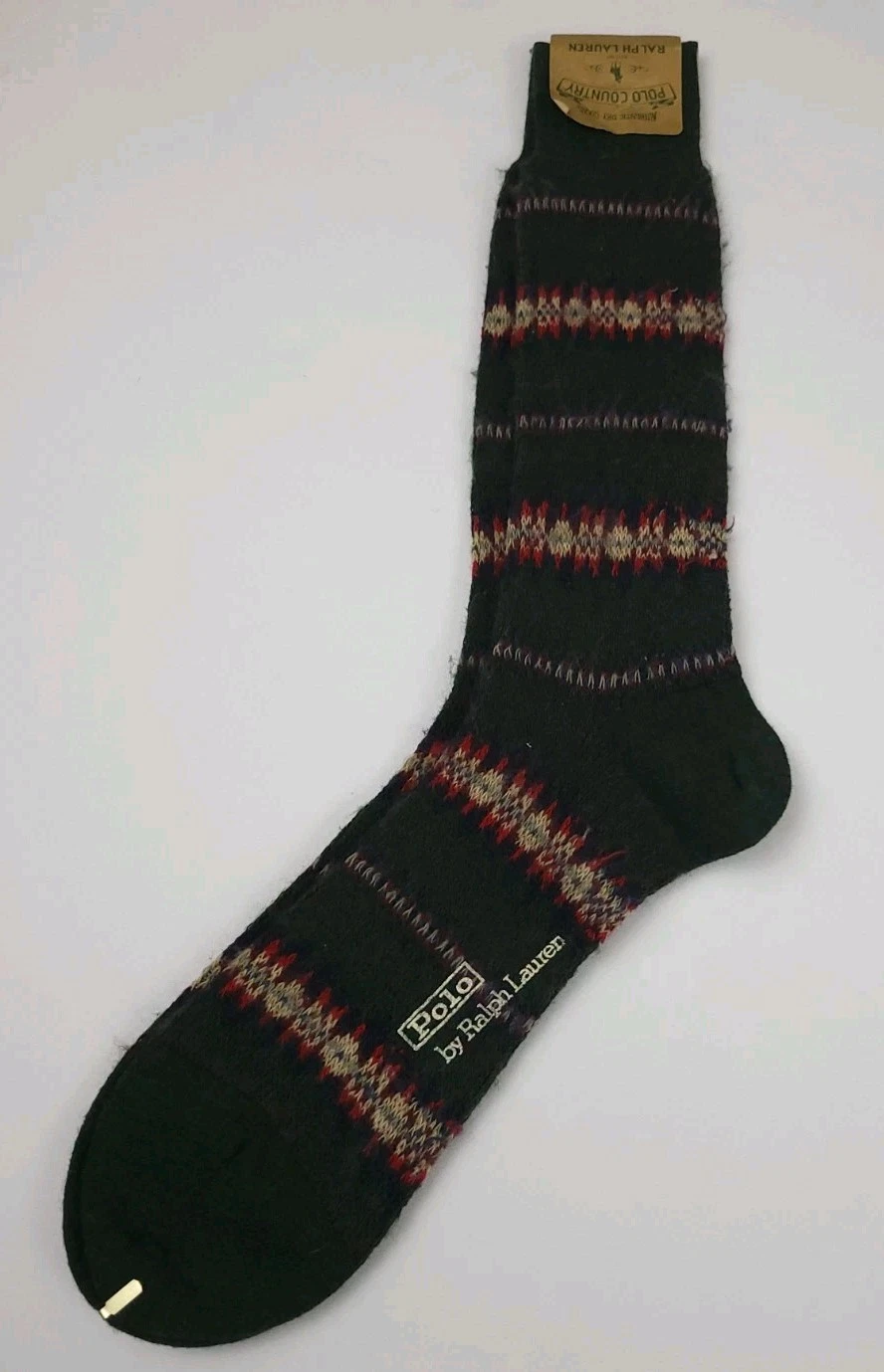 Vintage Polo Country Ralph Lauren Wool Blend Socks Nwt Deadstock Native Aztec *