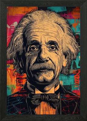 Albert Einstein Portrait mit Graff gerahmtes Wandbild Poster Leinwanddruck Bild