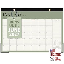 2026 Desk Calendar, Large Desktop/Wall Monthly 17"x12" Jan 2026-Jun 2027  Green