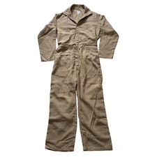 Vintage Workrite Coveralls Men's 44R Khaki Flame Resistant USA Work Jumpsuit
