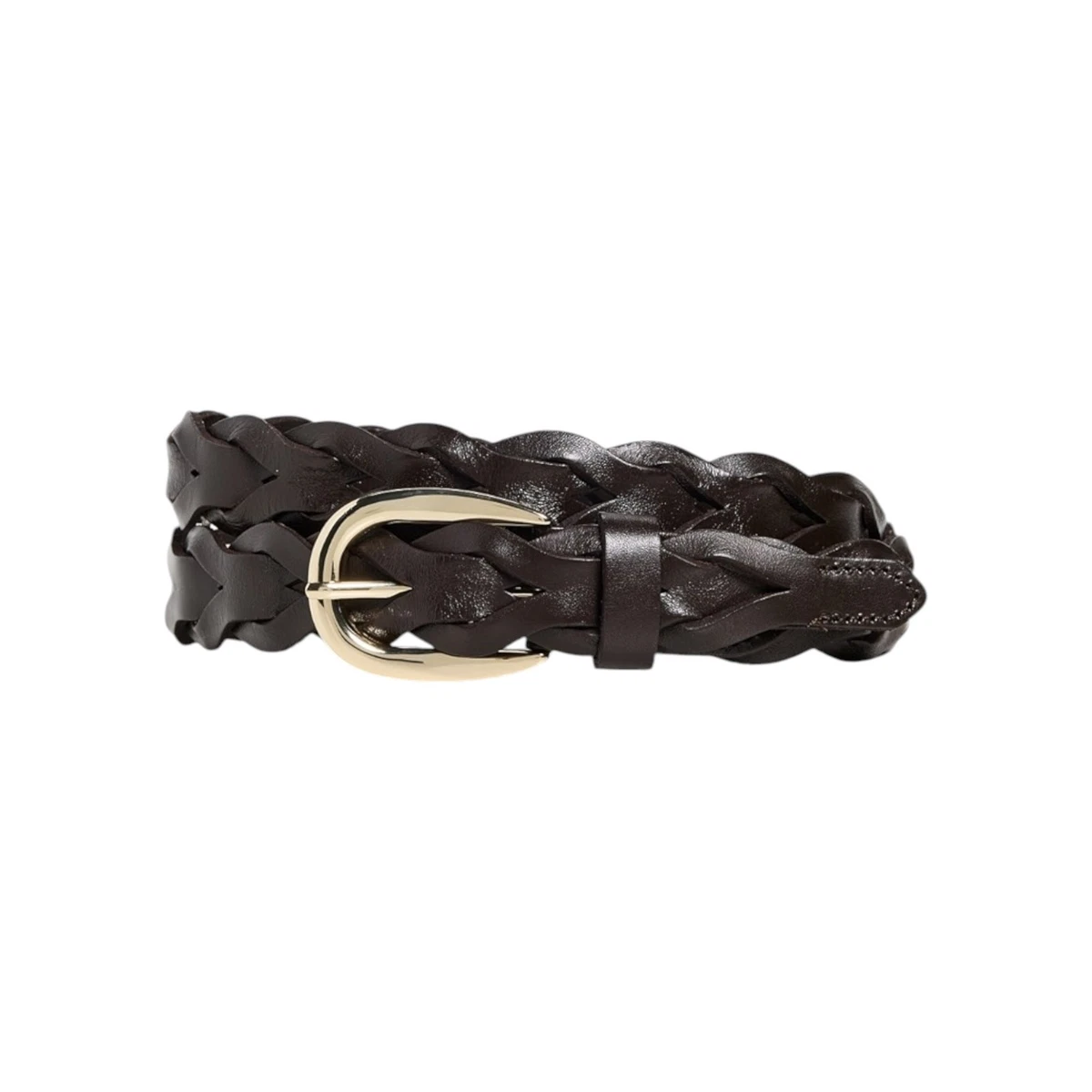 Madewell 1937 Vintage Brown Leather Braided Wide Belt w/ Gold Buckle, Size XS/S Madewell Leather Brown Belts for Women for sale | eBay main image 4