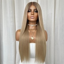 Synthetic Hair Heat Resistant Mixed Blonde Lace Front Wig Long Straight