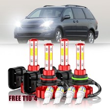 For Toyota Sienna 2004-2010 9005 9006 6000k Led Headlight High Low Beam Bulbs
