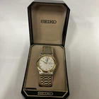 Vintage Seiko Mens 2 Tone Wrist Watch With Case Untested *Read