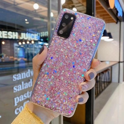 Rosa Glitzer TPU Hülle für Samsung Galaxy A21s mit Pailletten