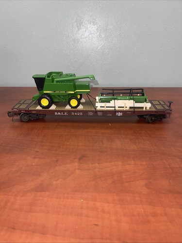 MTH O Gauge B&LE Bessemer & Lake Erie Flat Car 5425 John Deere Combine | Condition: Used