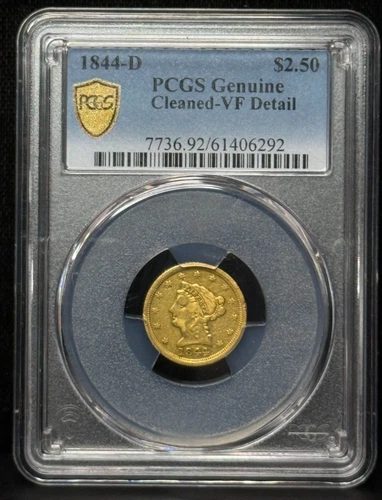 PCGS VF Detail 1844 D US Liberty Head $2.50 Gold Coin -292