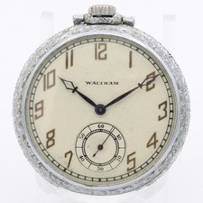 Vintage 18s 1936 Waltham 17j Mechanical Pocket Watch 1217 Chrome Plated USA