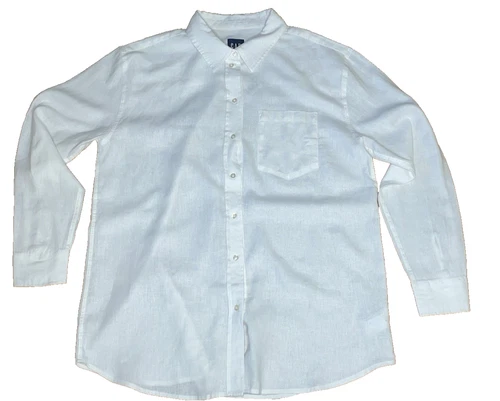 NEW GAP Size Medium White Linen Blend Button Up L/S Oversized Casual Shirt Top