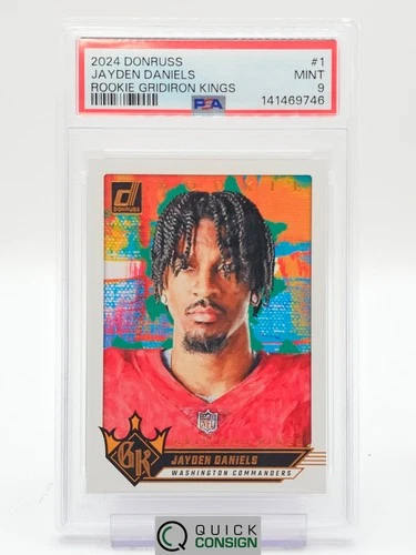 JAYDEN DANIELS 2024 DONRUSS GRIDIRON KINGS CANVAS ROOKIE RC 1 COMMANDERS Q2283