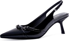 Kitten Heels for Women Slingback Closed Pointed Toe Stiletto Heeled...