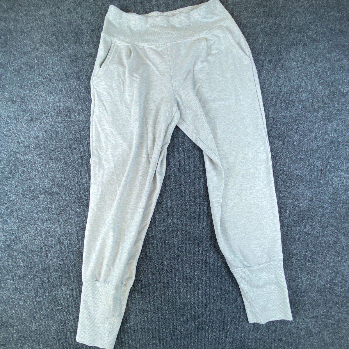 Danskin Jogger Pants Womens 28x25 Heather Oatmeal Stretch Pockets