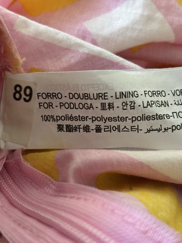 Zara Printed Poplin Puff Sleeve Bodysuit Pink Yellow Smocked Abstract  M - Picture 18 of 20