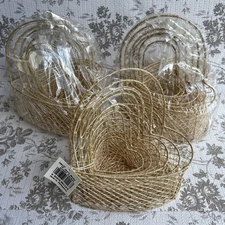 Nesting Abaca Heart Basket Set 3 Sets of 6 Natural Lightweight