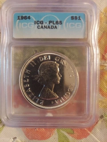 1964 80% Silver Canadian Silver Dollar Proof Like PL (ICG)