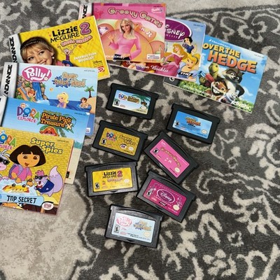 Gameboy Advance GBA Game Lot of 7 cart and manuals Dora Polly Barbie Lizzie