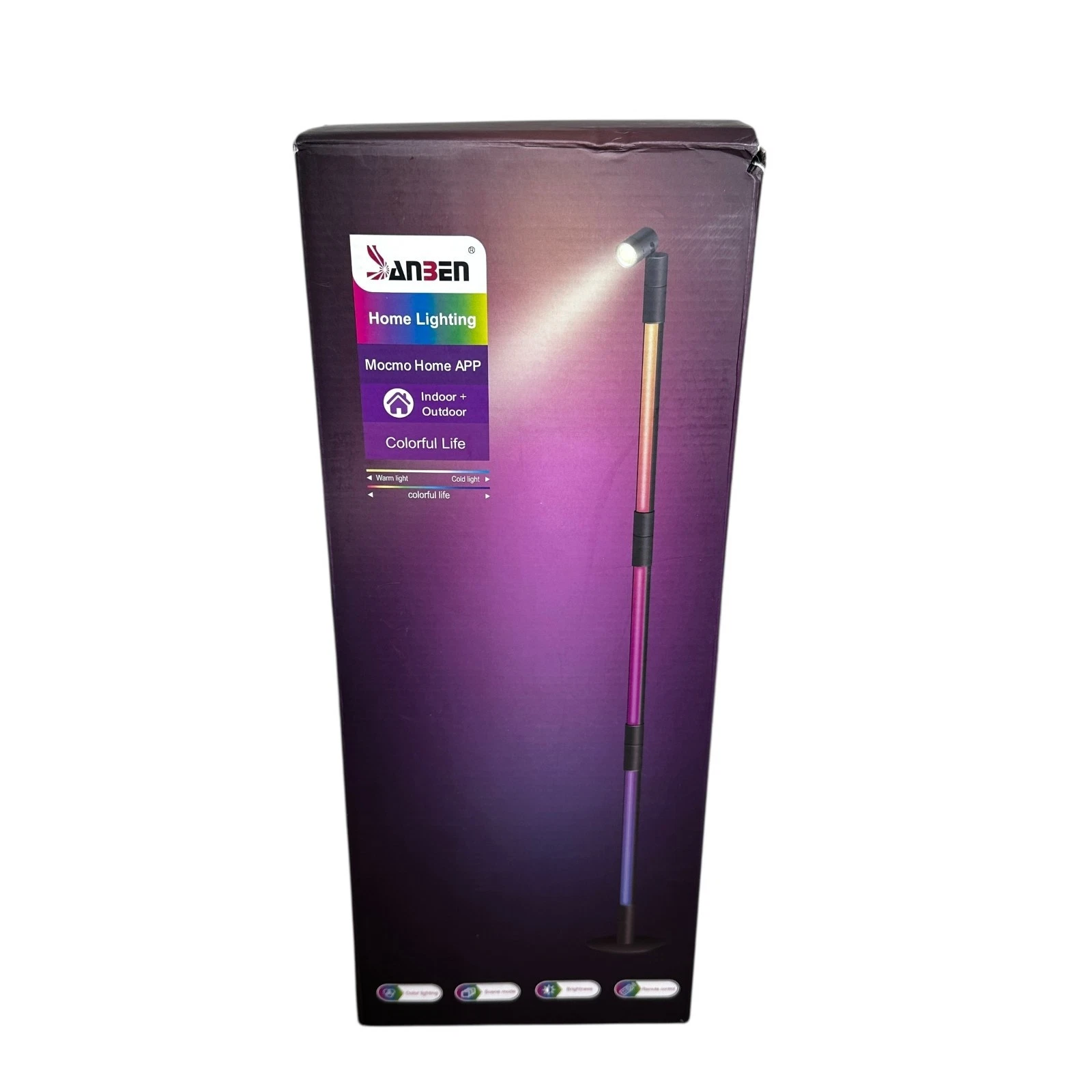 SANBEN RGB Smart Corner LED Floor Lamp - assembled view in corner