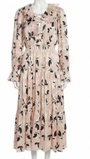 Elie Tahari Women's Pink Bella Floral Lined Silk Blend MIDI Dress Size Small