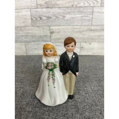 LEFTON WEDDING TOPPER Porcelain Bride Groom Figurine Youthful Style Pink 4in