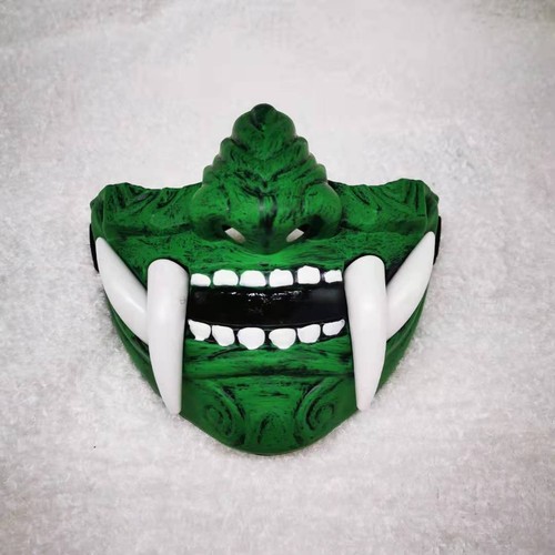 Half Face Mask Prajna Devil Hannya Noh Kabuki Demon Oni Samurai Halloween Prop - Picture 17 of 19
