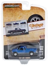 1:64 GreenLight *VINTAGE AD CARS 8* Blue 1991 GMC Sonoma Pickup Truck *NIP*