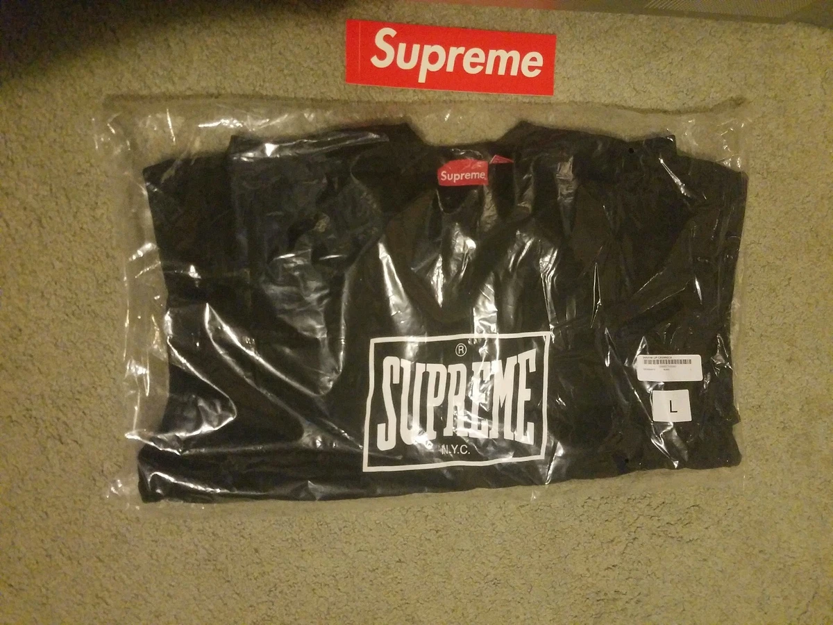 Supreme Warm Up Crewneck Sweatshirt Size Large Black SS19 100% Authentic