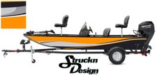 Swirl Graphic Abstract Design Fishing Bass Boat Orange Wrap Vinyl Decal USA Kit 