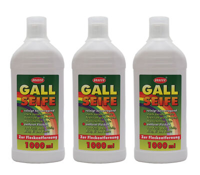 3x 1Liter Braeco Gallseife zur Fleckentfernung von Fett, Obst, Wein, Blut usw.